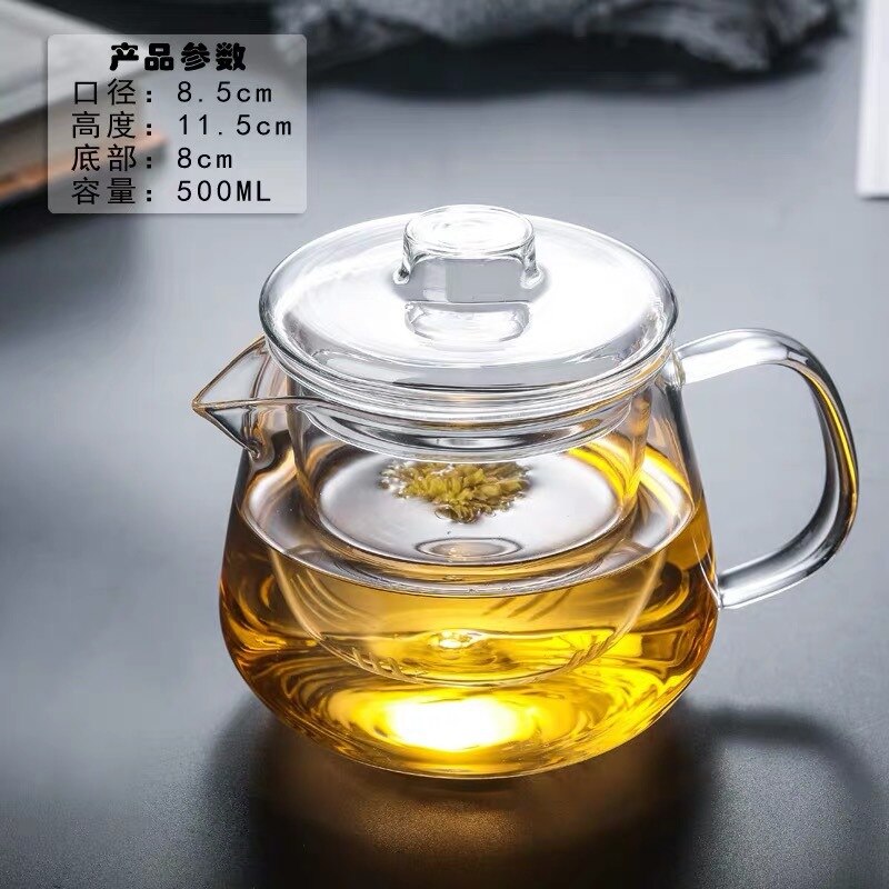 Glass Tea Infuser Tea Pot Chinese Kung Fu Tea Set Puer Kettle Coffee Glass Maker Convenient Office Teapot 500Ml: 500ml