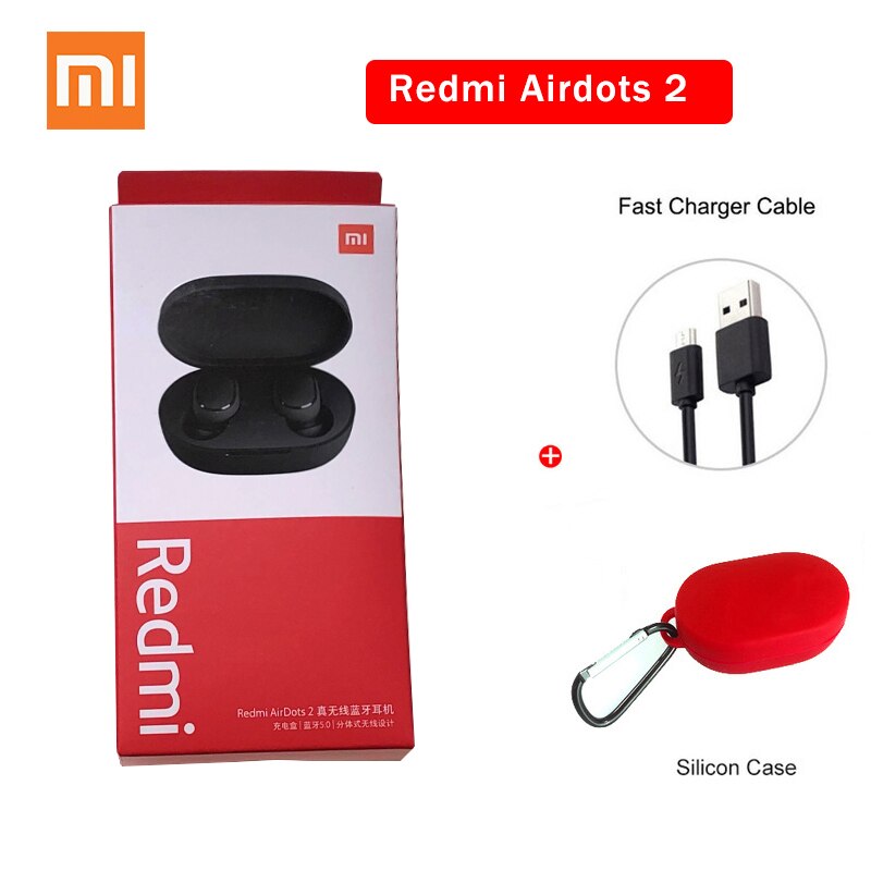 Xiaomi Redmi AirDots 2 TWS Bluetooth 5.0 Noise Reduction with Mic AI Control Redmi AirDots S True Wireless Headset: Airdots 2 red usb