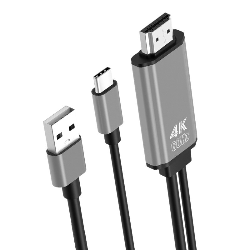 TYPE-C to HDM Adapter Cable 4K 60Hz with USB Power Supply Plug and Play for Huawei Samsung