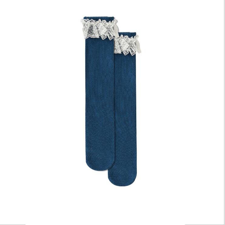 calcetines de niñas bebé largo Calcetines niños de la longitud de la rodilla de algodón suave bebé NIÑOS Calcetines de 1-6 años hasta la rodilla Calcetines: Azul
