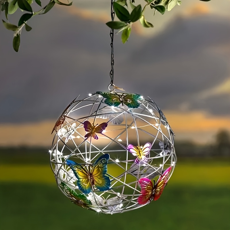 1-delig kleurrijk vlinder zonne-bollicht buitenterras tuin decoratieve hangende boomverlichting sfeerverlichting