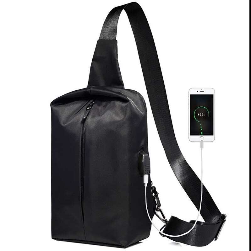 Youse heren crossbody tassen oxford sport schoudertas reis waterdichte zwarte voor jongens een schouder rugzak student school universiteit: Zwart