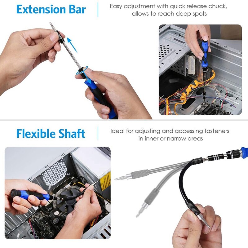 Schroevendraaier Set, 142 In 1 Met 120-Bit Mini Netic Schroevendraaier Kit Repair Tool Kit