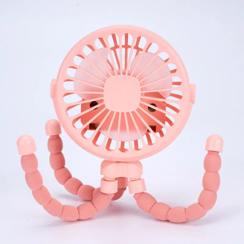 Mini ventilador de mão multifuncional com luzes LED, carregamento USB, carrinho multifuncional, portátil, suporte de polvo, estilo variável, 1 pc: Rosa