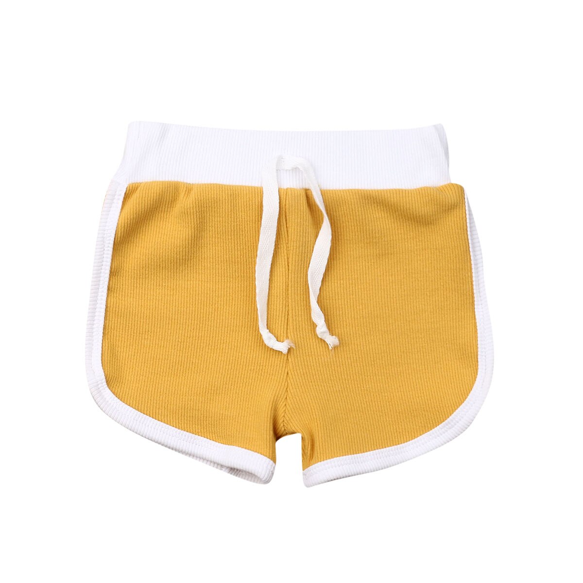 Baby sommer tøj toddler baby dreng strikkede pits afslappet ren shorts tøj soldragt solid ribbet strand tøj 1-4t: Gul / 3t
