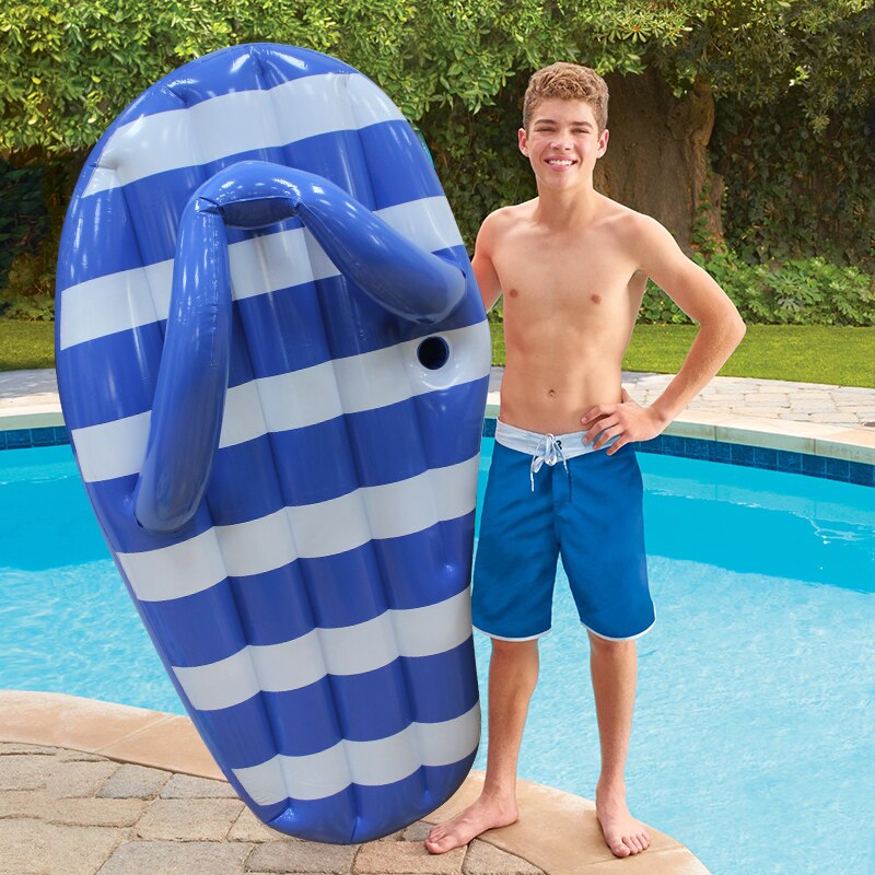180 CM Giant Opblaasbare Flip Flop Zwembad Drijft Blue Marine Slipper Rit-Op Water Fun Speelgoed Voor Volwassenen Kinderen partij Speelgoed Piscina