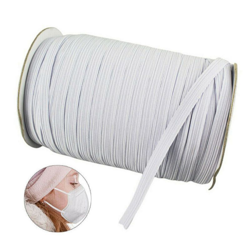 100 yards längd gör det själv flätat elastiskt band sladdstickat syband 1/8 1/6 1/4in 3mm/4mm/5mm/6mm bredd vita svarta elastiska band