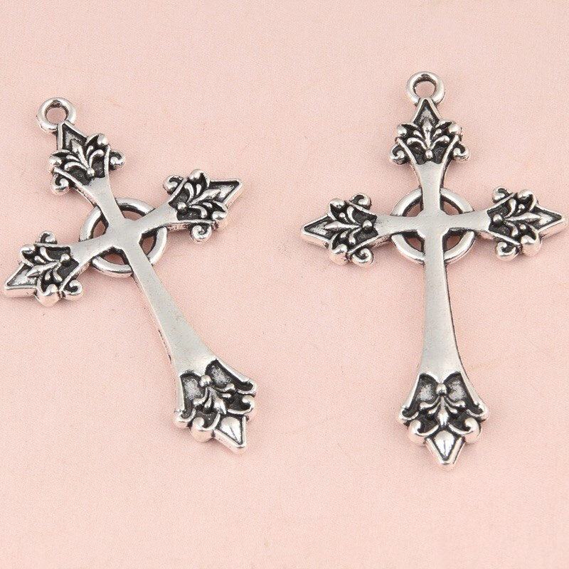 15 stks Zilver Kleur 43x26mm Jesus Cross Charms Religieuze Geloof Hanger Fit DIY Sieraden Maken Handgemaakte Accessoires