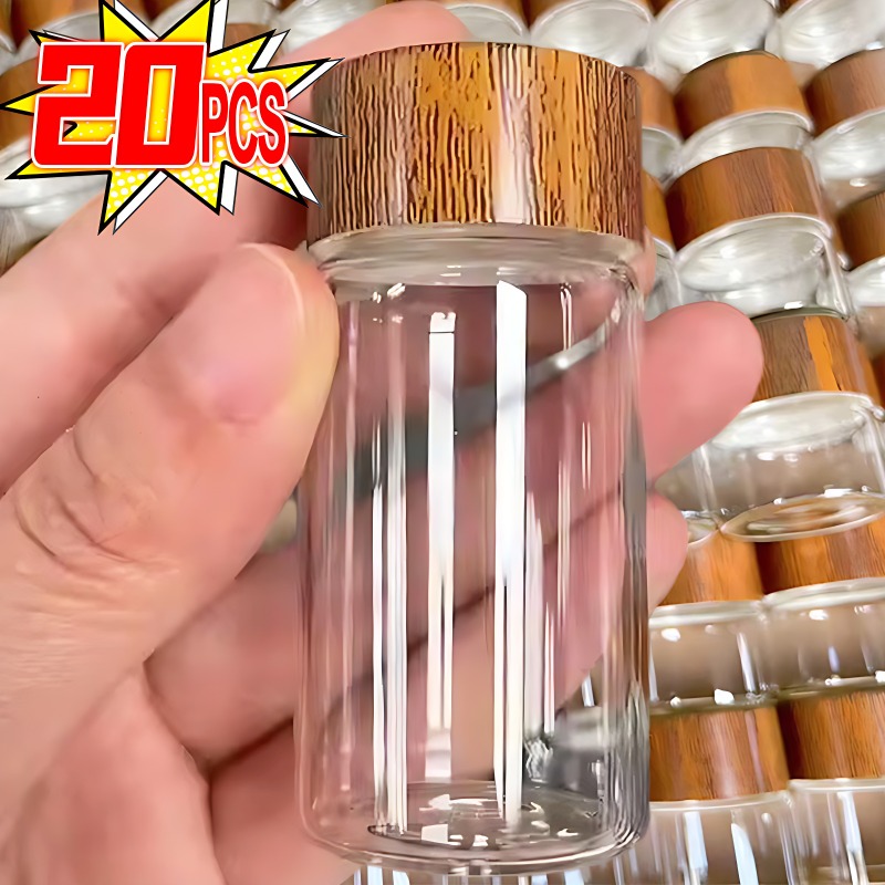 20/1 stk. små glasskrukker med lokk, krydder, oppbevaringsbeholdere for kaffebønner, rør, treforseglede flasker, lufttette beholdere