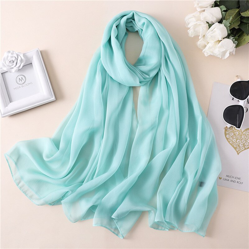 2022 Brand Women Scarf Solid Summer Silk Scarves Lady Shawl Wrap Large Size Beach Stoles Pashmina Foulard Hijab