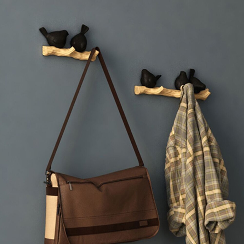 Wall Decorative Hooks Resin 2/3/4 Birds Door Hangers Wall Decorations Hooks Hat Scarf Key Hanger Hooks Wall Hanging Hooks