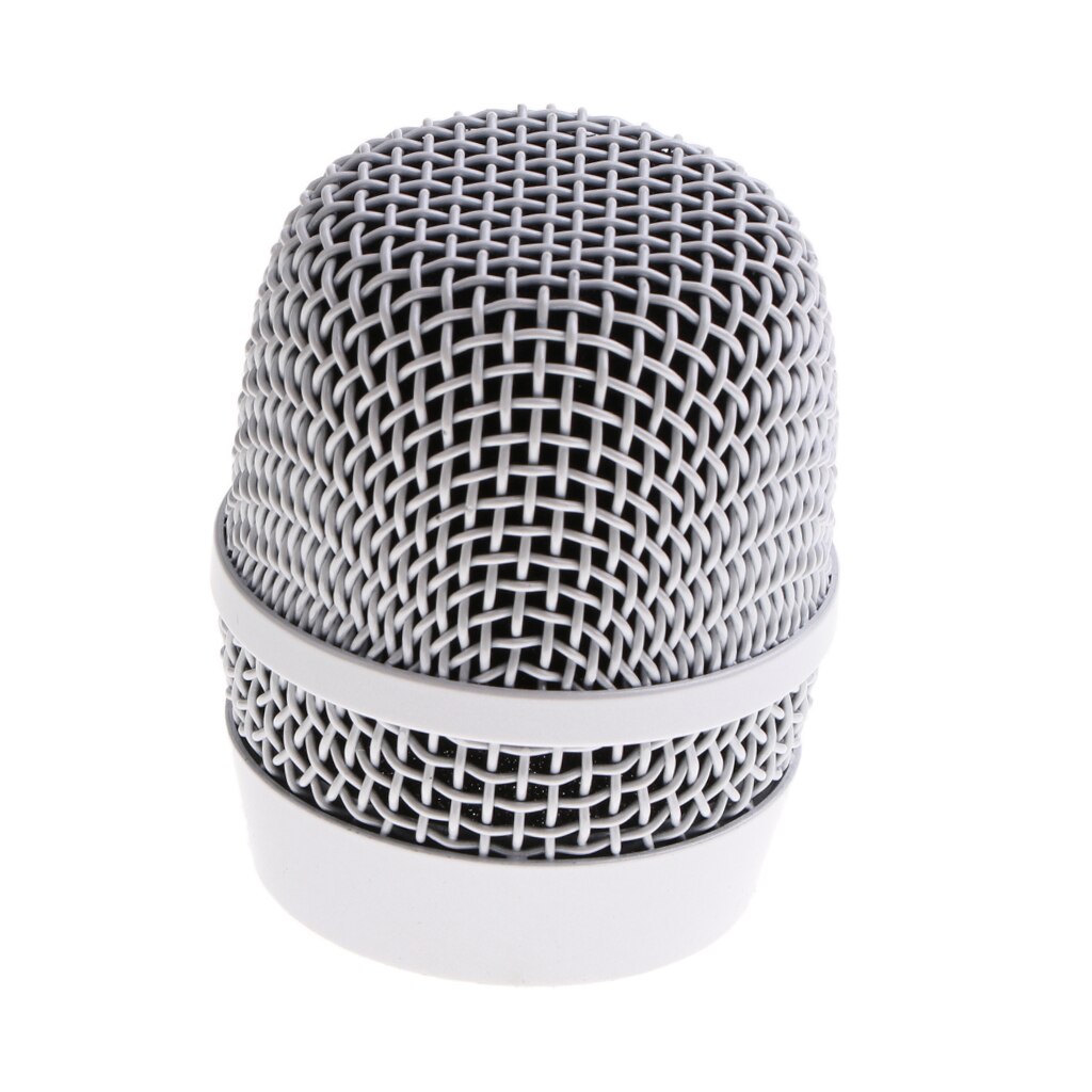Durable Steel Handheld Microphone Mic Mesh Grill Head Silver with Inner Foam Filter