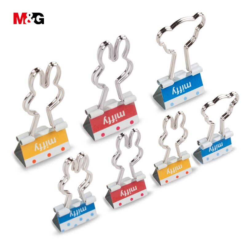 M&G miffy 19/25mm metal binder clips cartoon paper clips supply office clerical clamps Chancellory pinzas