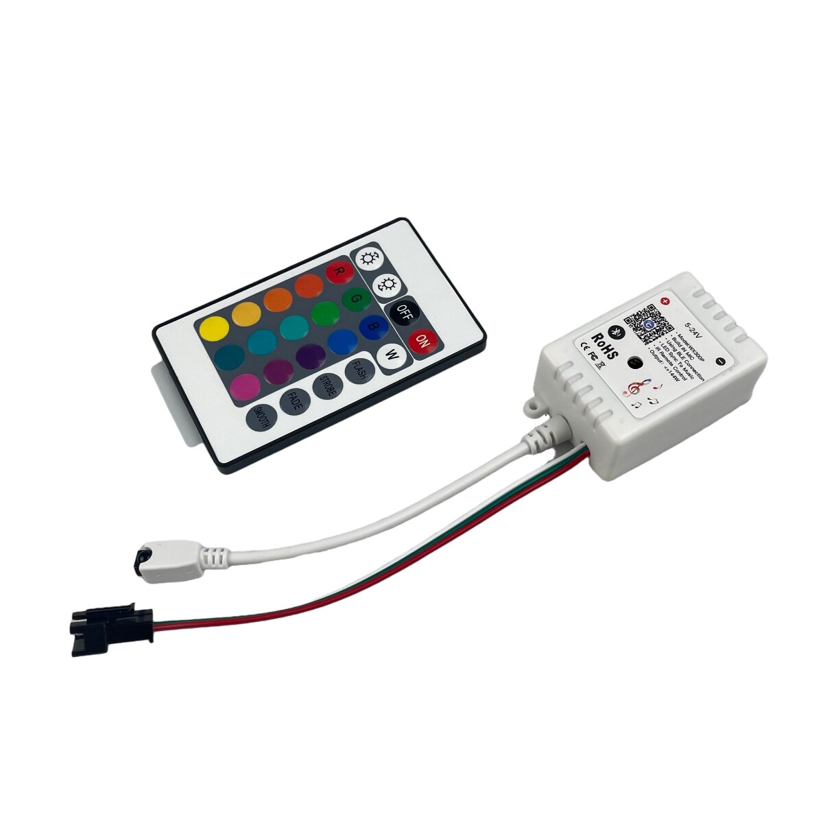3- pin rgb + cw + ww dimmable controller for rgb led strip lights, 5v-24v bluetooth app control, supports voice control via alexa and google assistant