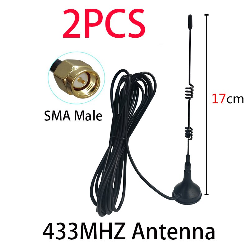 433Mhz Antenna 433 MHz 2pcs 5dbi antena GSM SMA Male Connector with Magnetic base IOT Ham Radio Signal Booster Wireless Repeater: 2PCS Male 17cm