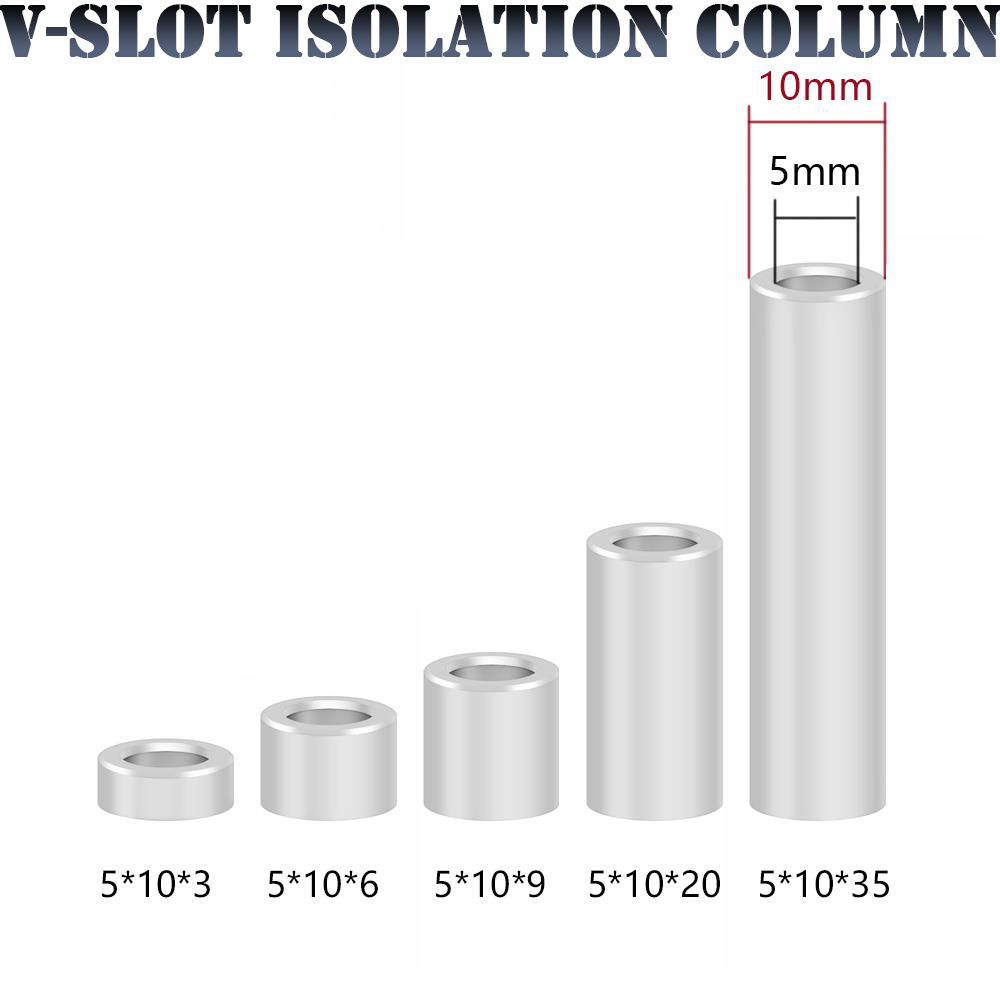 10pcs pièces d'imprimante 3D openbuild entretoise en Aluminium v-slot Isolation colonne pilier séparé quarantaine alésage 5MM Reprap imprimante 3D