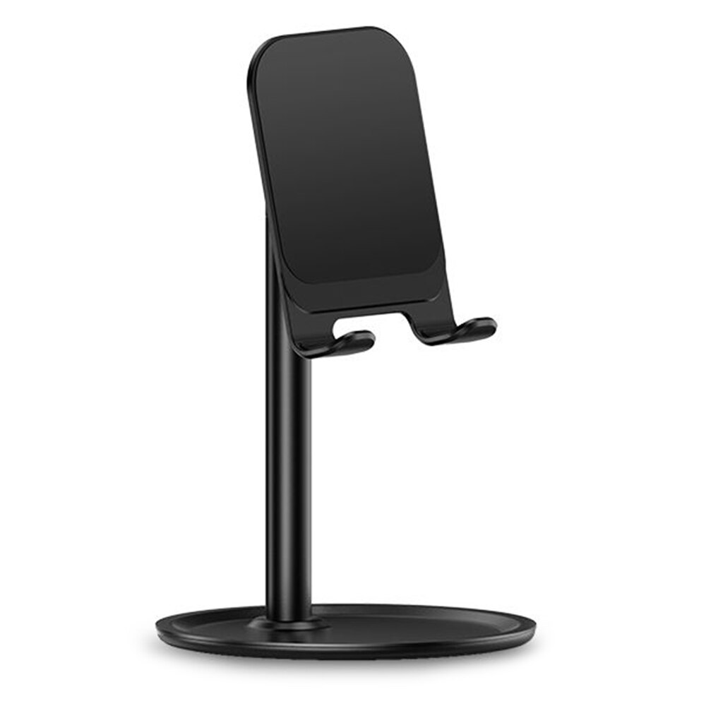 Desktop Metalen Mobiele Telefoon Houder Lui Persoon Passen Mobiele Telefoon Ondersteuning Tablet Universal Mini Maat Live Tv Stand Zwart Zilver: Black