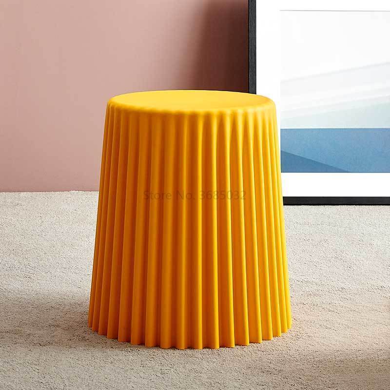 Table basse nordique en plastique bon marché, Table d&#39;appoint de salon, petite Table ronde, tabouret , décoration de maison: orange