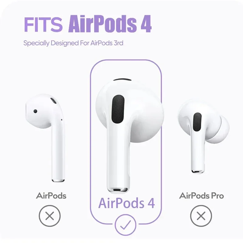 Soft Silicone in-Ear Eartips for Apple Airpods 4 Protector Earphone Case Earpad with Anti-slip Earhook for AirPods 4 Accessories