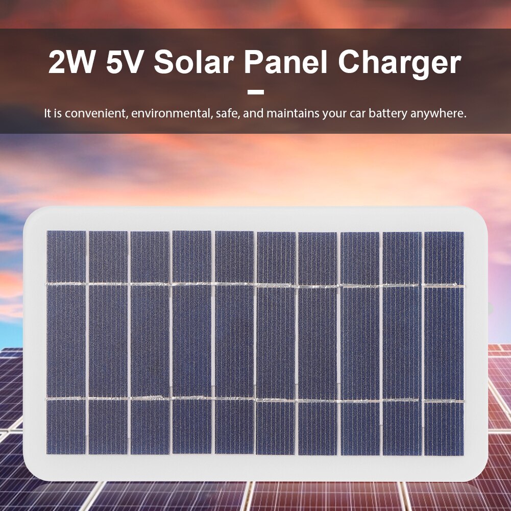 Panel Solar USB de alta potencia para exteriores, cargador de batería de Banco de energía Solar de 5V y 400mA, 2W, resistente al agua, para teléfono móvil