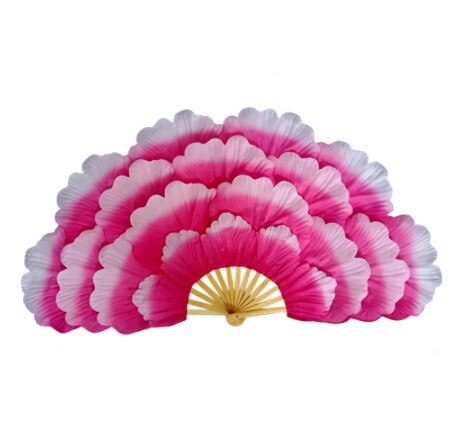 Pivoine fleur ventilateur scène performance ventilateur handfan double face grand fleur pétales ventilateur groupe danse performance accessoire: Rose red
