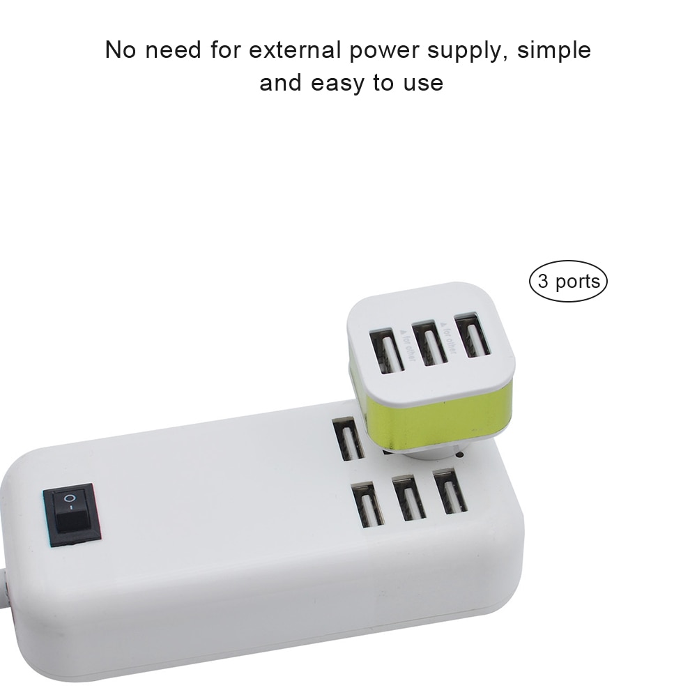 Portátil usb2.0 hub alta velocidade 3 portas liga de alumínio + abs telefone divisor adaptadores giratório plugue portátil cor aleatória