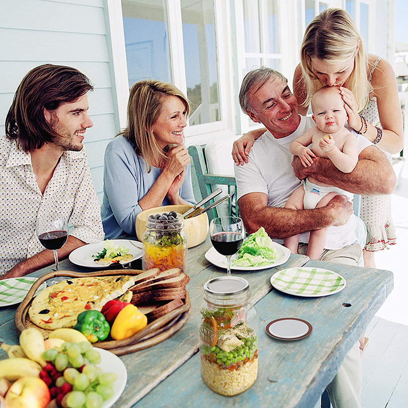 24Pcs Replacement Mason Jar Lids with Silicone Seals Rings Reusable for 70/86MM Regular Wide Mouth Canning