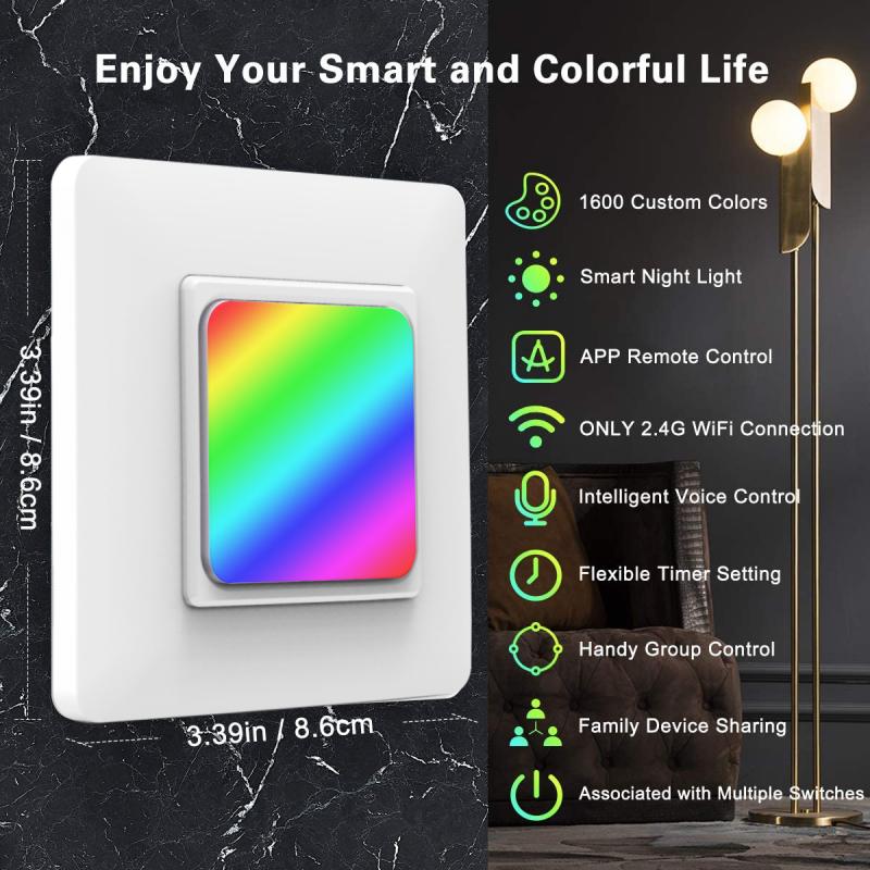 2.4G WiFi Smart Light Switch Glass Panel Touch Switch Wall Light Voice Control EU RGB Night Vision Scene Light Switch