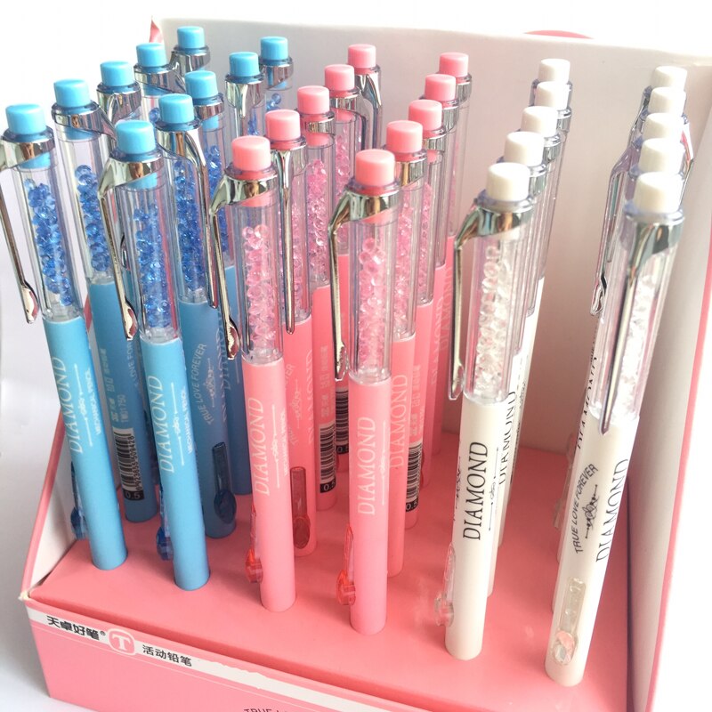 X54 3X Diamond Crystal Side Press Automatic Mechanical Pencil Writing Drawing School Office Supply Student Stationery