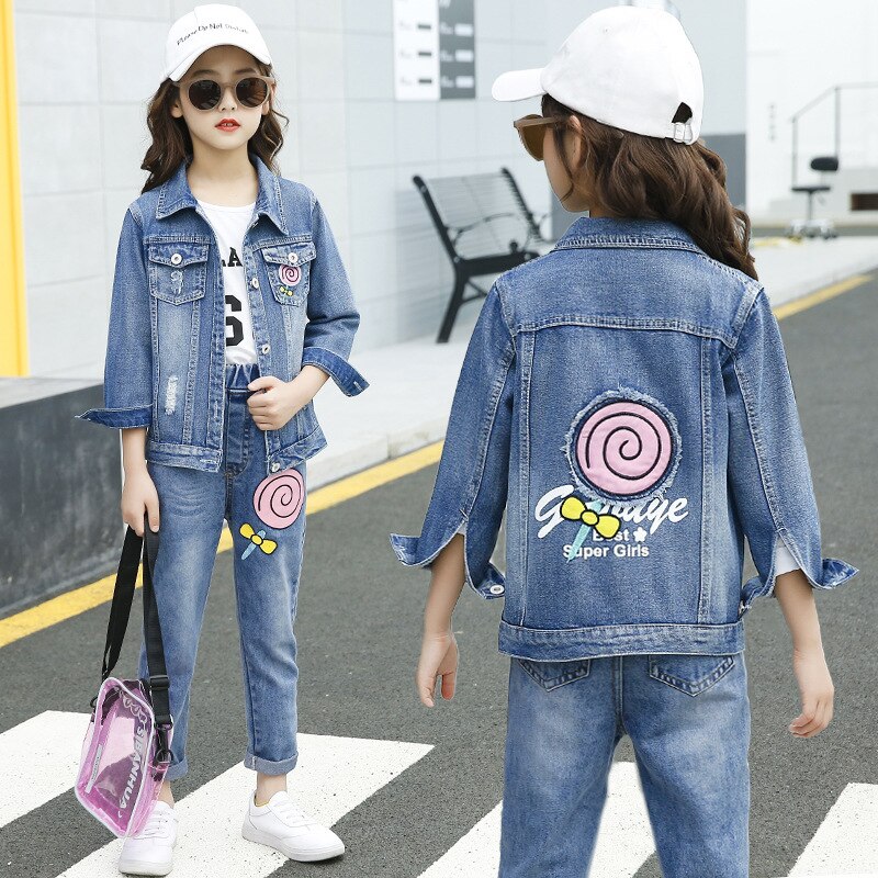 Teens Clothes Spring Autumn Girls Denim Jackets For Girls Embroidery Outerwear Coat Children Kids Denim jacket 8 10 12 Year