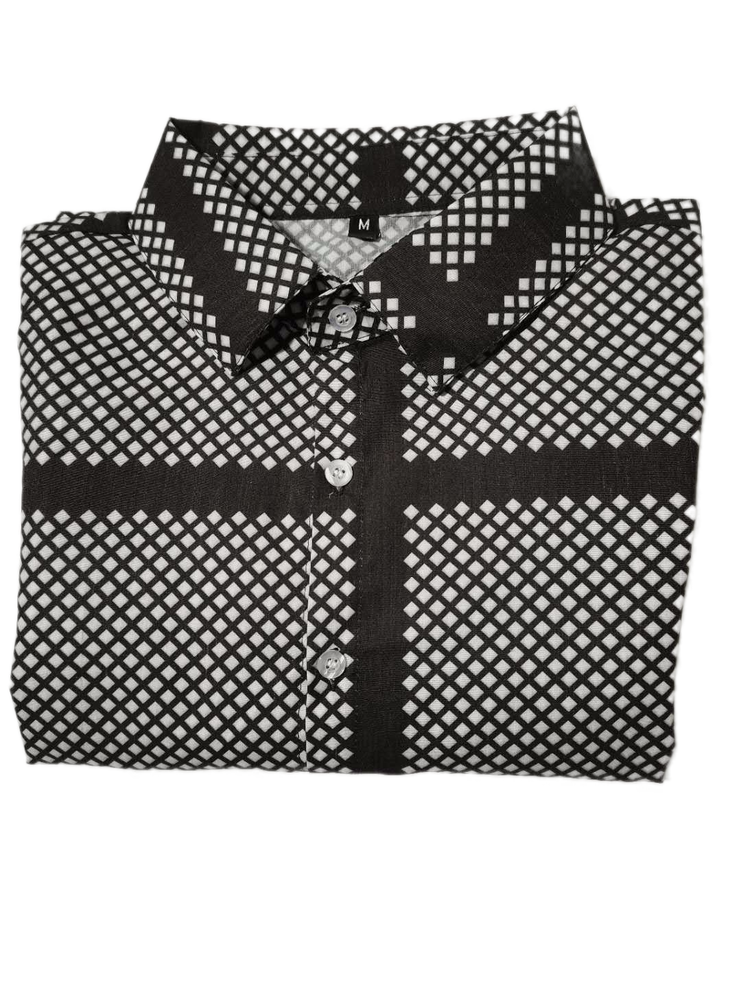 Mens Long Sleeve Shirts Printed Paid Shirt Button Smart Formal Plain Dress Top Casual Slim Fit Men's Clothing