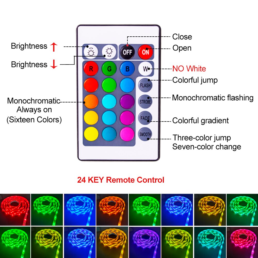 LED RGB Light Strip Flexible AAA Battery TV Desktop Screen Backlight Diode Tape Fairy Garland String Lights with Remote Control