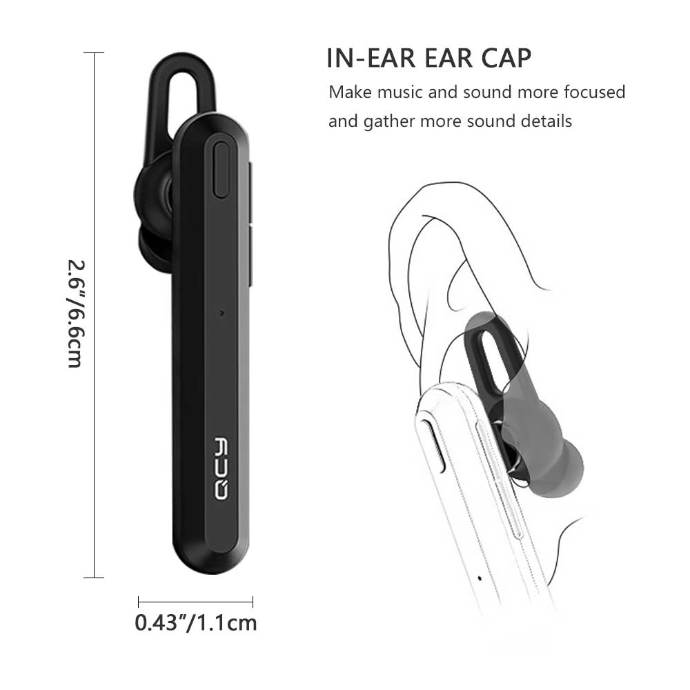 Bluetooth 5.0 Wireless Earphones Single-Ear Hands Free Business Bluetooth Headset 8 Hours Playing Time for Business/Driving