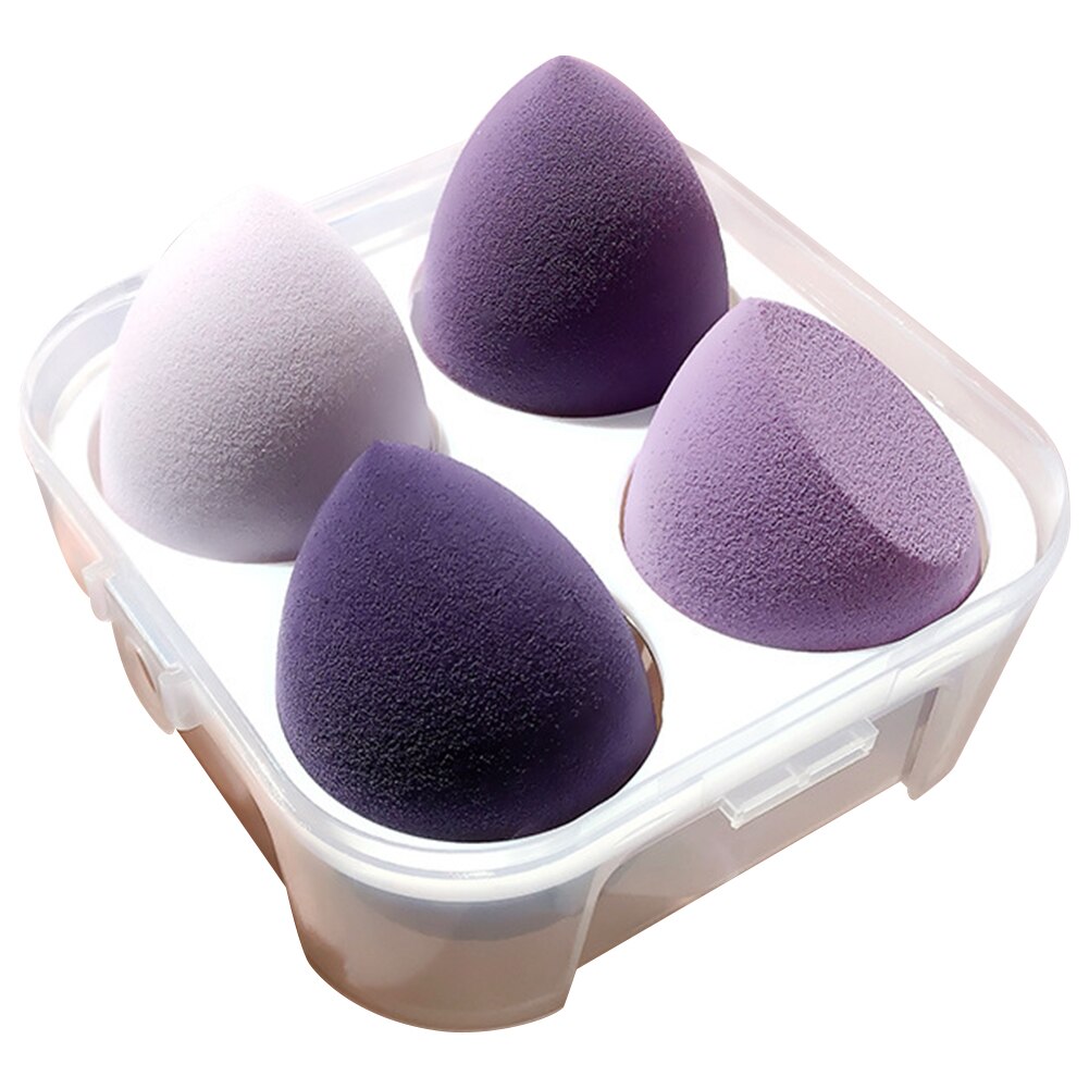 4Pcs/box Makeup Blender Cosmetic Puff Makeup Sponge with Storage Box Foundation Powder Sponge Make Up Brush Beauty Tools: purple