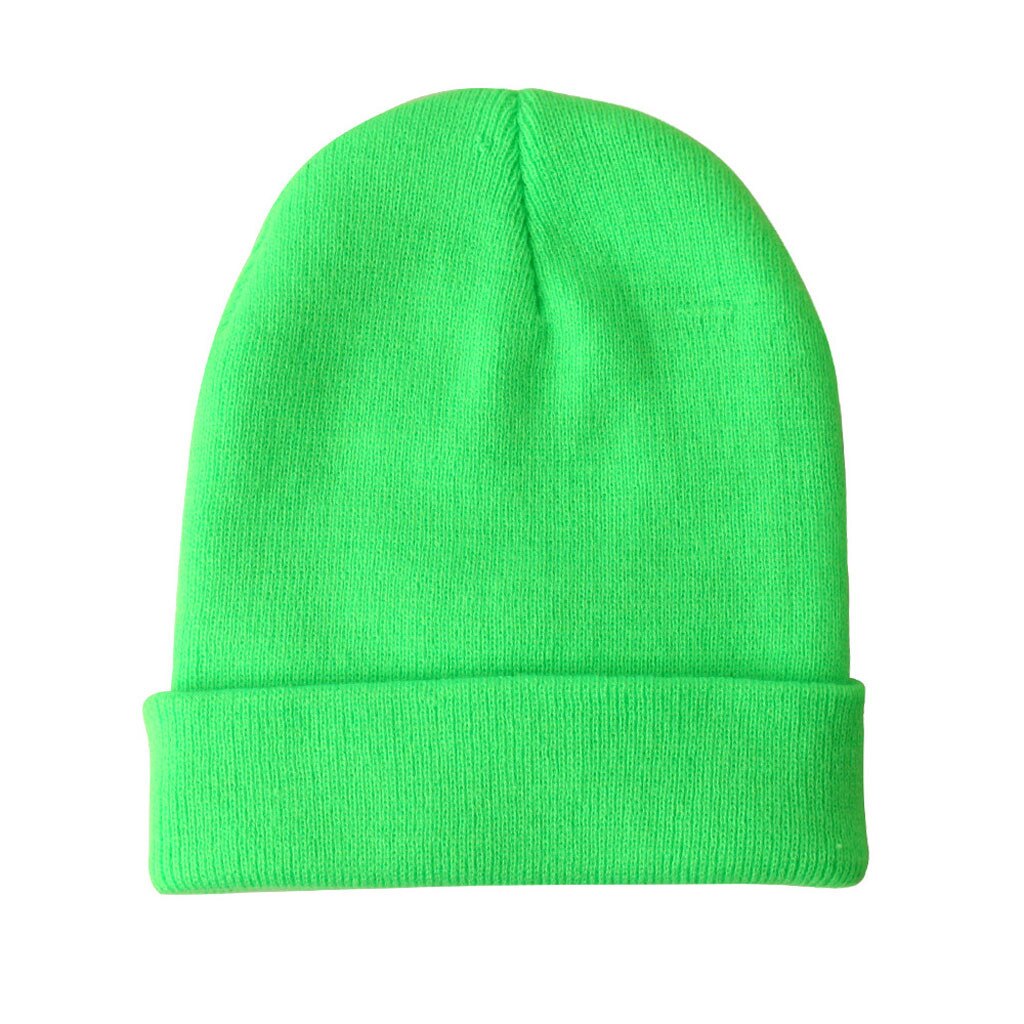 Autumn Winter Acrylic Cotton Hair Cap Skullies Hat Women Winter Warm Cable Crochet Knit Hat Beanie Cap Style Skull Trendy Cap: Green