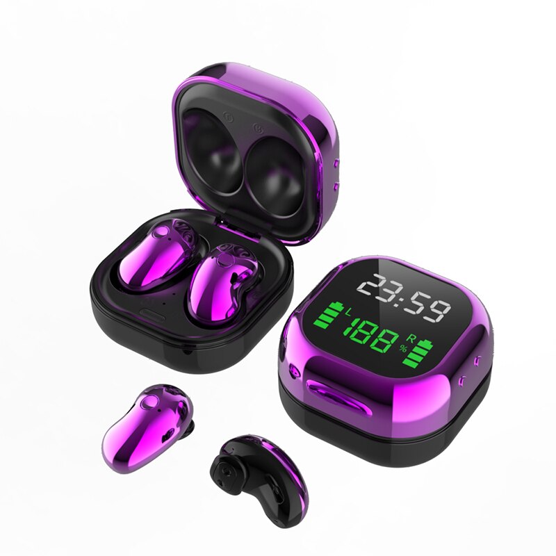 S6 Plus Tws Headsets Noise Cancelling Earbuds Wireless Bluetooth Earphone Sports In Ear buds For Samsung Galaxy All Smart Phones: S6 Plus-Purple LED