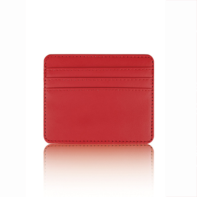 4-Kaart Multicolor Kaarthouder Unisex Wallet Slim Pu Leather Credit Card Id Card Cover Portable Container Purse vrouwen Mannen: Red