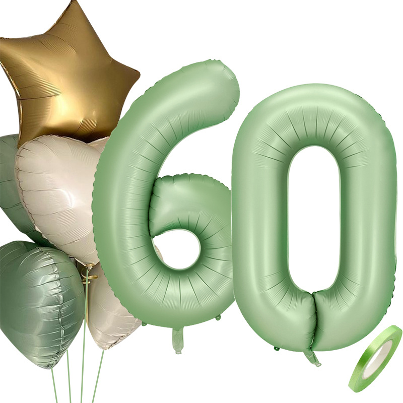 1SET 40inch Green Number Balloon With Star Heart Foil Balloons For 30 40 50 Adult Birthday Home Supplies Kids Party Decorations: Orange