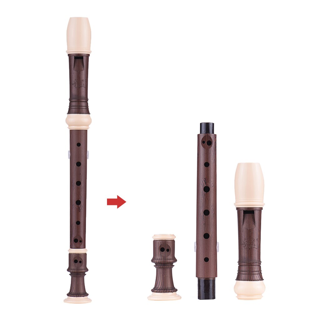 QM8A-5G 8 Hole Recorder Detachable Soprano Recorder German Style Key of C with Cleaning Rod Carrying Bag for Student