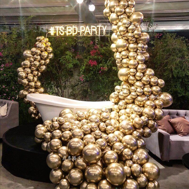 Globo de Metal dorado de 5/10/12/18 pulgadas, arco cromado de perlas, suministros de compromiso para boda, Globos de decoración para DE NACIMIENTO feliz