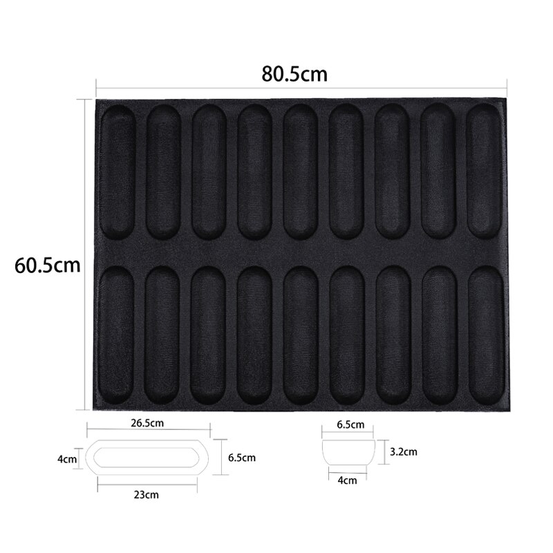 Silform Non-Stick Silicone Bread Mat with 18 Molds Fiberglass French Bread Bakeware Baguette Baking Pan Tray Sub Roll Flexipan