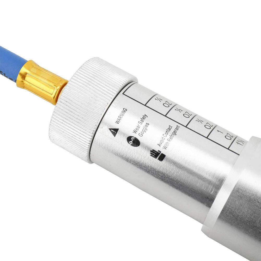 A/C, inyector de aceite y tinte, giro manual, tornillo en aire acondicionado, refrigerante, tubo de llenado, herramienta de inyección, accesorios para automóviles