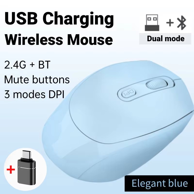 Draadloze muis Oplaadbare gamermuis Dubbele modi Bluetooth-compatibel 2.4G USB Mute-muizen voor laptop Pad Tablet Macbook Mause: YELLOW