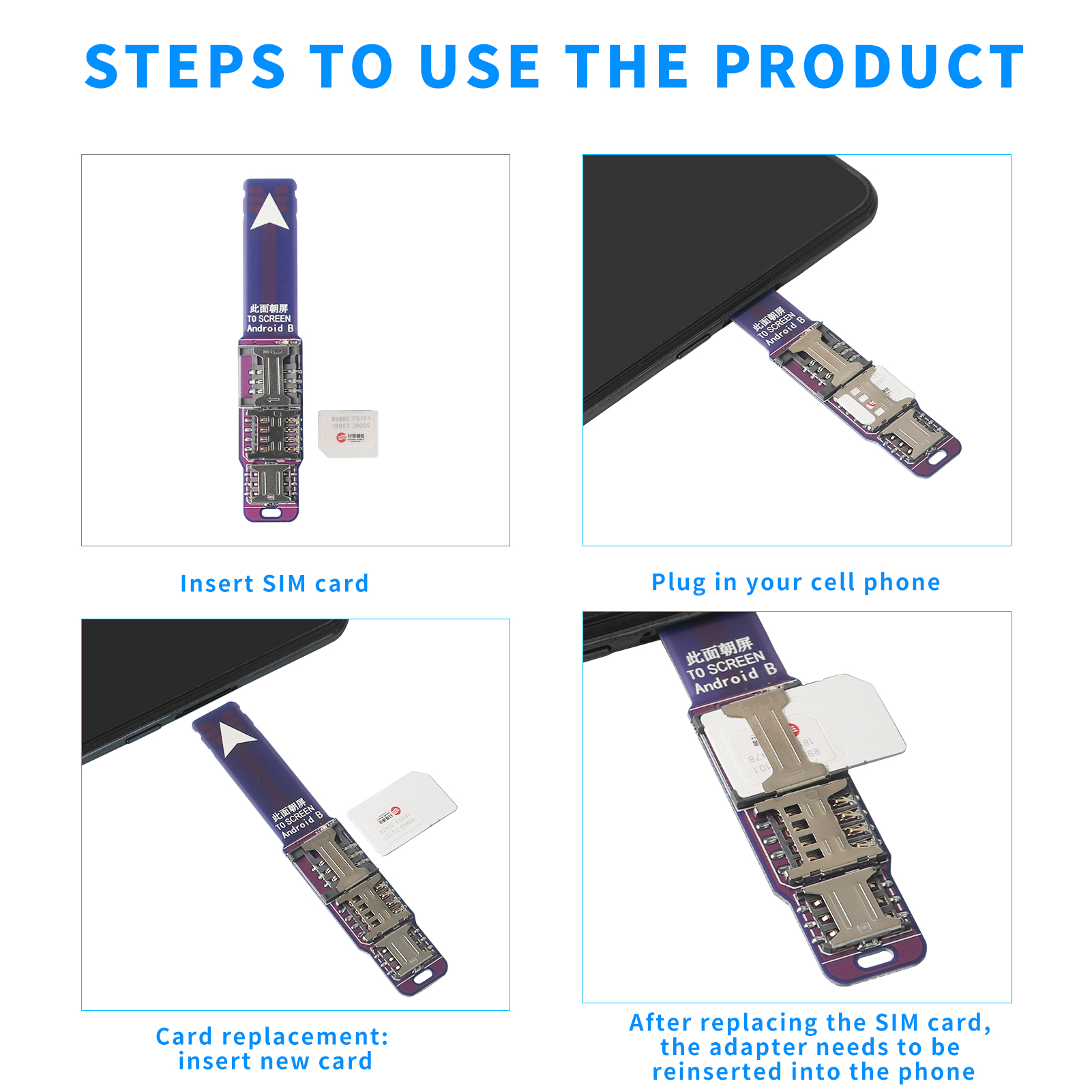 3-in-1 Cell Phone IC Card Activation Tool Micro SIM Card Converter Sim Card Adapter External Card Slot Extender