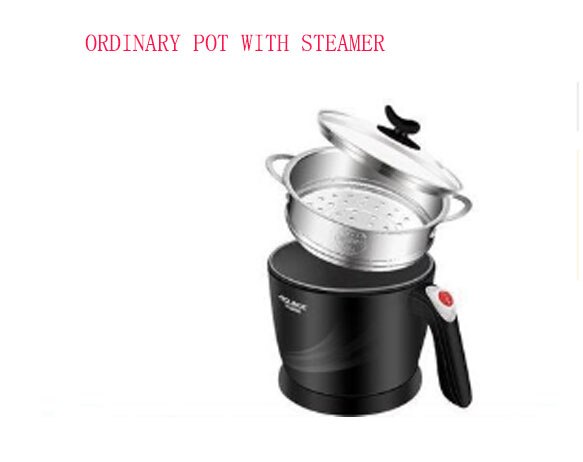 Electric Cooker Boiling Pot Noodle Maker Mini Hotpot Porridge Soup Cooking Machine Stainless Steel Non-Stick Pan 1.2L: Blue