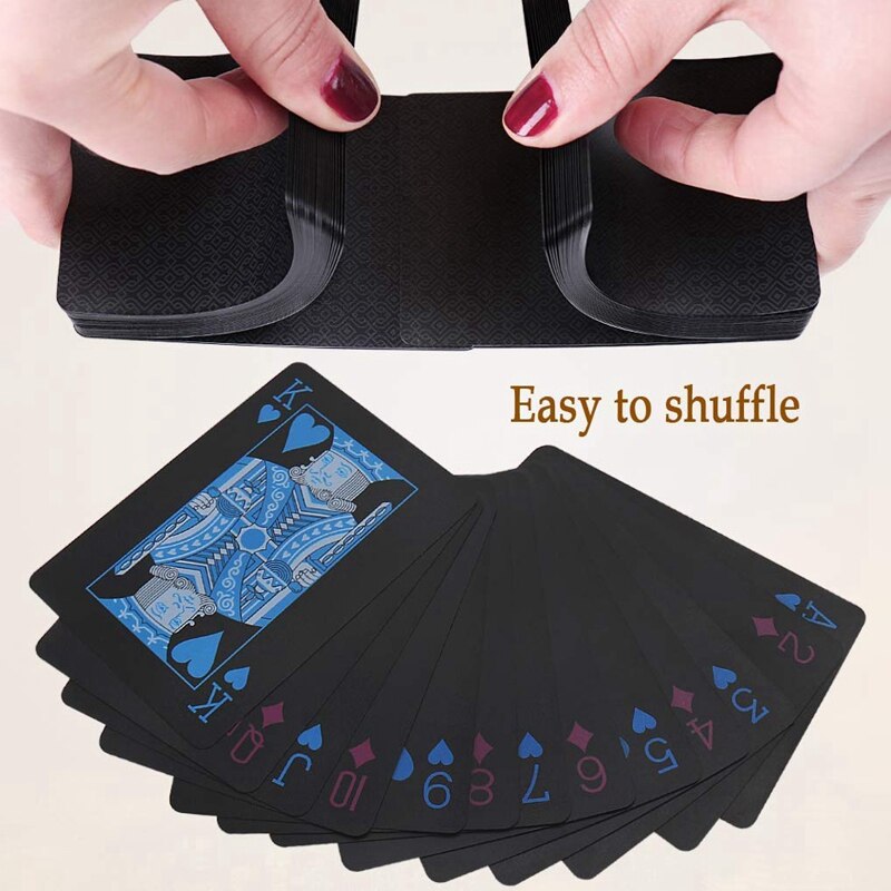 2 pakken waterdichte pokerkaarten, plastic pvc speelkaarten met doosje, perfect voor feestjes en spelletjes , 1 blauw  + 1 rood