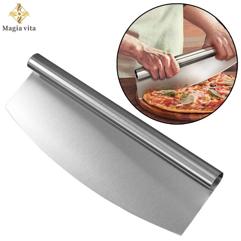 32cm Pizza Cutter Wheel Knife Sharp Rocker Blade Bake Pastry Spatula Dough Cutter Half Moon Scraper Baking kitchen Cookie Tool