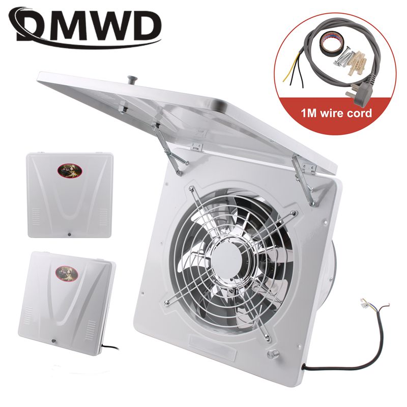 Extractor de aire de ventilación de humo para cocina y barbacoa, potente extractor de aire montado en la pared de 10 pulgadas, con tapa abatible, 220V