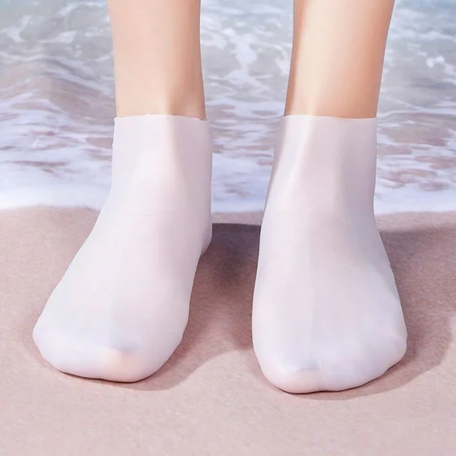 Calcetines de buceo de silicona, calcetines de natación de 3mm, cálidos, a prueba de agua, botas de agua para surf, zapatos de playa, calcetín elástico antideslizante: XS / Blanco