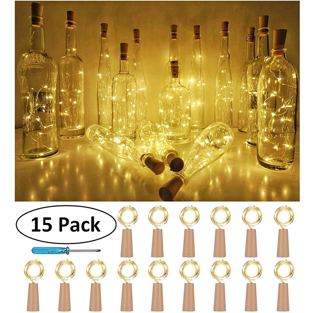 15Pcs Fles Lichten Kurk Vorm Voor 1M 10 Led Wijn Fles String Party Romantische Home Decor Led Licht guirlande Lumineuse Led